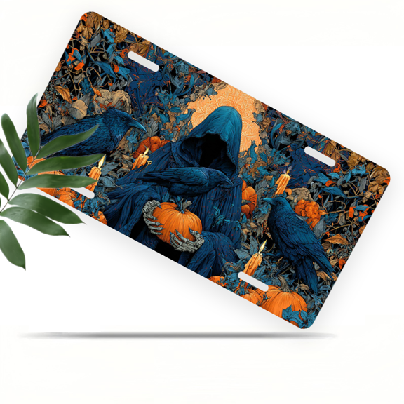 1 Pcs 2D Flat License Plate Covers & Frames, Hooded Figure For Decorative Front, Waterproof For Decoration Aluminum License Plate Covers & Frames Cover For Men Women, 12" X 6"