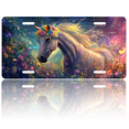 thumbnail image 1 of 1 Pcs 2D Flat License Plate Covers & Frames, A Horse Wearing a Flower For Decorative Front, Waterproof For Decoration Aluminum License Plate Covers & Frames Cover For Men Women, 12" X 6", 1 of 7