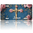 thumbnail image 1 of 1 Pcs 2D Flat License Plate Covers & Frames, Jesus on the Cross For Decorative Front, Waterproof For Decoration Aluminum License Plate Covers & Frames Cover For Men Women, 12" X 6", 1 of 7