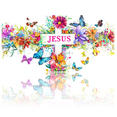 thumbnail image 1 of 1 Pcs 2D Flat License Plate Covers & Frames, Jesus with Flowers and For Decorative Front, Waterproof For Decoration Aluminum License Plate Covers & Frames Cover For Men Women, 12" X 6", 1 of 7