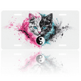 thumbnail image 1 of 1 Pcs 2D Flat License Plate Covers & Frames, Kitten with Yin Yang Symbol For Decorative Front, Waterproof For Decoration Aluminum License Plate Covers & Frames Cover For Men Women, 12" X 6", 1 of 7