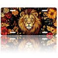 thumbnail image 1 of 1 Pcs 2D Flat License Plate Covers & Frames, Lion with Floral Background For Decorative Front, Waterproof For Decoration Aluminum License Plate Covers & Frames Cover For Men Women, 12" X 6", 1 of 7
