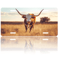 thumbnail image 1 of 1 Pcs 2D Flat License Plate Covers & Frames, Longhorn Cow For Decorative Front, Waterproof For Decoration Aluminum License Plate Covers & Frames Cover For Men Women, 12" X 6", 1 of 7