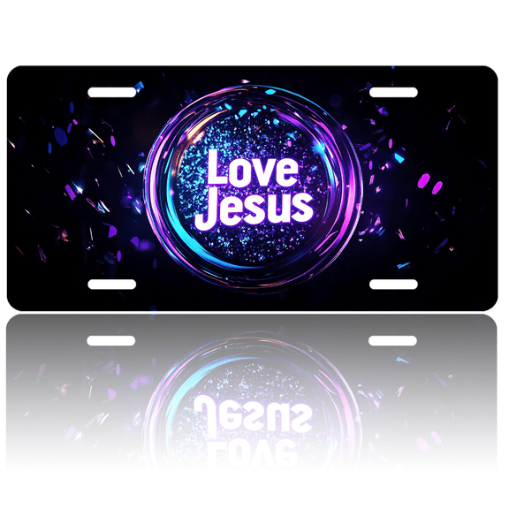 1 Pcs 2D Flat License Plate Covers & Frames, Love Jesus For Decorative Front, Waterproof For Decoration Aluminum License Plate Covers & Frames Cover For Men Women, 12" X 6"