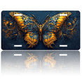thumbnail image 1 of 1 Pcs 2D Flat License Plate Covers & Frames, Ornate Golden Butterfly For Decorative Front, Waterproof For Decoration Aluminum License Plate Covers & Frames Cover For Men Women, 12" X 6", 1 of 7