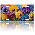 thumbnail image 1 of 1 Pcs 2D Flat License Plate Covers & Frames, Pansies For Decorative Front, Waterproof For Decoration Aluminum License Plate Covers & Frames Cover For Men Women, 12" X 6", 1 of 7
