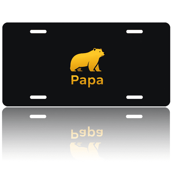 1 Pcs 2D Flat License Plate Covers & Frames, Papa Bear Logo For Decorative Front, Waterproof For Decoration Aluminum License Plate Covers & Frames Cover For Men Women, 12" X 6"