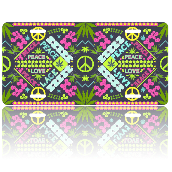 1 Pcs 2D Flat License Plate Covers & Frames, Peace and Love For Decorative Front, Waterproof For Decoration Aluminum License Plate Covers & Frames Cover For Men Women, 12" X 6"