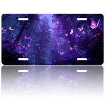 1 Pcs 2D Flat License Plate Covers & Frames, Purple Butterflies For Decorative Front, Waterproof For Decoration Aluminum License Plate Covers & Frames Cover For Men Women, 12" X 6"