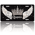 thumbnail image 1 of 1 Pcs 2D Flat License Plate Covers & Frames, Queen with Wings and Crown For Decorative Front, Waterproof For Decoration Aluminum License Plate Covers & Frames Cover For Men Women, 12" X 6", 1 of 7