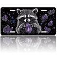 thumbnail image 1 of 1 Pcs 2D Flat License Plate Covers & Frames, Raccoon with Crystals For Decorative Front, Waterproof For Decoration Aluminum License Plate Covers & Frames Cover For Men Women, 12" X 6", 1 of 6