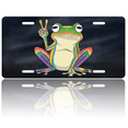 thumbnail image 1 of 1 Pcs 2D Flat License Plate Covers & Frames, Rainbow Frog For Decorative Front, Waterproof For Decoration Aluminum License Plate Covers & Frames Cover For Men Women, 12" X 6", 1 of 7