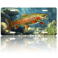 thumbnail image 1 of 1 Pcs 2D Flat License Plate Covers & Frames, Rainbow Trout For Decorative Front, Waterproof For Decoration Aluminum License Plate Covers & Frames Cover For Men Women, 12" X 6", 1 of 7