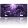 thumbnail image 1 of 1 Pcs 2D Flat License Plate Covers & Frames, A Raven a Dragon and a Skull For Decorative Front, Waterproof For Decoration Aluminum License Plate Covers & Frames Cover For Men Women, 12" X 6", 1 of 6