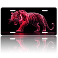 thumbnail image 1 of 1 Pcs 2D Flat License Plate Covers & Frames, Red Tiger For Decorative Front, Waterproof For Decoration Aluminum License Plate Covers & Frames Cover For Men Women, 12" X 6", 1 of 7