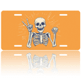 thumbnail image 1 of 1 Pcs 2D Flat License Plate Covers & Frames, Skeleton Peace Sign For Decorative Front, Waterproof For Decoration Aluminum License Plate Covers & Frames Cover For Men Women, 12" X 6", 1 of 7