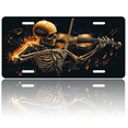 thumbnail image 1 of 1 Pcs 2D Flat License Plate Covers & Frames, Skeleton Playing Violin For Decorative Front, Waterproof For Decoration Aluminum License Plate Covers & Frames Cover For Men Women, 12" X 6", 1 of 7