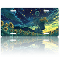 thumbnail image 1 of 1 Pcs 2D Flat License Plate Covers & Frames, Skeleton in Sunflower Field For Decorative Front, Waterproof For Decoration Aluminum License Plate Covers & Frames Cover For Men Women, 12" X 6", 1 of 7