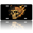 thumbnail image 1 of 1 Pcs 2D Flat License Plate Covers & Frames, Skull with American For Decorative Front, Waterproof For Decoration Aluminum License Plate Covers & Frames Cover For Men Women, 12" X 6", 1 of 7