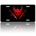 thumbnail image 1 of 1 Pcs 2D Flat License Plate Covers & Frames, Skull with Horns For Decorative Front, Waterproof For Decoration Aluminum License Plate Covers & Frames Cover For Men Women, 12" X 6", 1 of 7