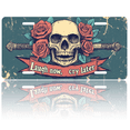 thumbnail image 1 of 1 Pcs 2D Flat License Plate Covers & Frames, Skull with Roses For Decorative Front, Waterproof For Decoration Aluminum License Plate Covers & Frames Cover For Men Women, 12" X 6", 1 of 7