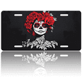 thumbnail image 1 of 1 Pcs 2D Flat License Plate Covers & Frames, Sugar Skull For Decorative Front, Waterproof For Decoration Aluminum License Plate Covers & Frames Cover For Men Women, 12" X 6", 1 of 7