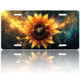 thumbnail image 1 of 1 Pcs 2D Flat License Plate Covers & Frames, Sunflower in Cosmic For Decorative Front, Waterproof For Decoration Aluminum License Plate Covers & Frames Cover For Men Women, 12" X 6", 1 of 7