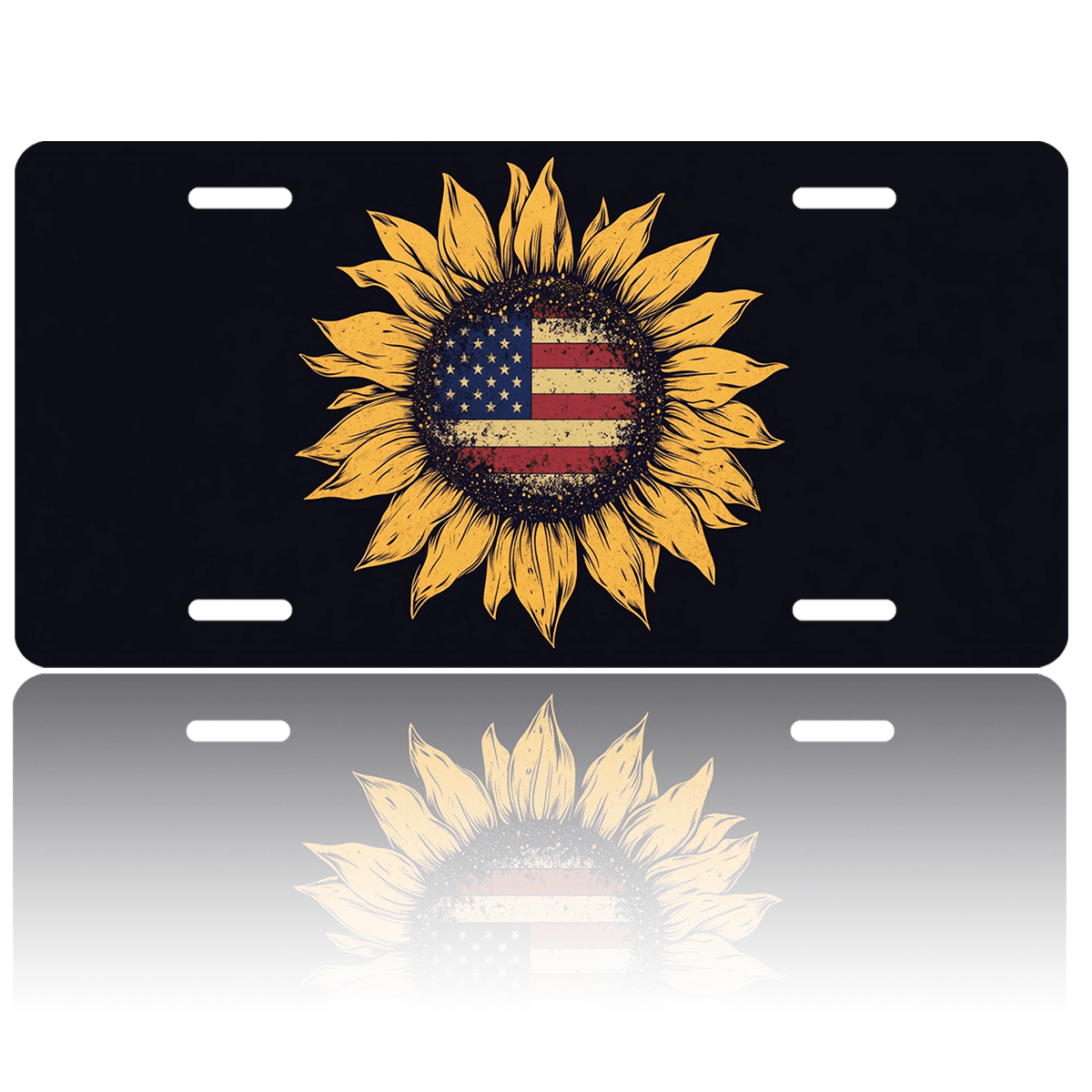 1 Pcs 2D Flat License Plate Covers & Frames, Sunflower with For ...