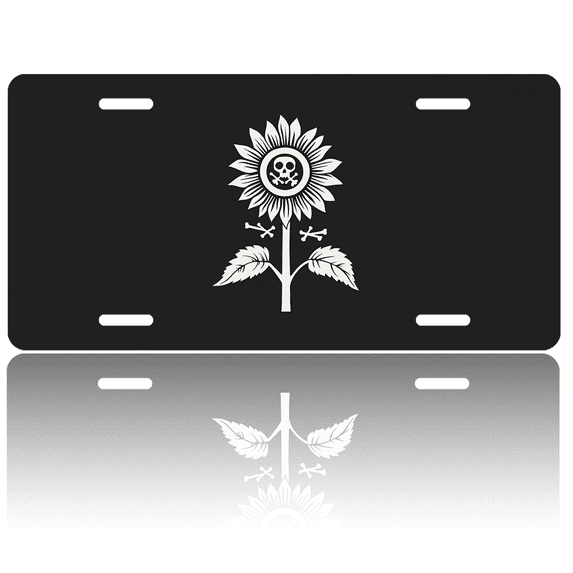 1 Pcs 2D Flat License Plate Covers & Frames, Sunflower For Decorative Front, Waterproof For Decoration Aluminum License Plate Covers & Frames Cover For Men Women, 12" X 6"