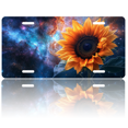 thumbnail image 1 of 1 Pcs 2D Flat License Plate Covers & Frames, Sunflower and Nebula For Decorative Front, Waterproof For Decoration Aluminum License Plate Covers & Frames Cover For Men Women, 12" X 6", 1 of 7