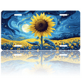 thumbnail image 1 of 1 Pcs 2D Flat License Plate Covers & Frames, Sunflower under Starry Night For Decorative Front, Waterproof For Decoration Aluminum License Plate Covers & Frames Cover For Men Women, 12" X 6", 1 of 7