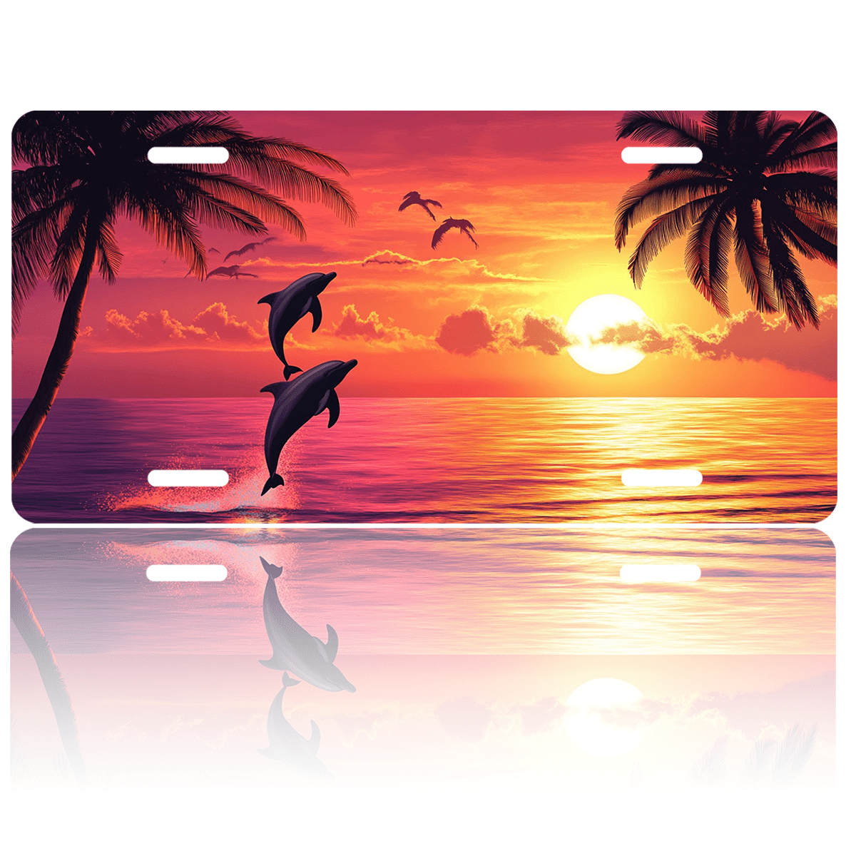 1 Pcs 2D Flat License Plate Covers & Frames, Sunset For Decorative ...