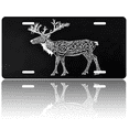 thumbnail image 1 of 1 Pcs 2D Flat License Plate Covers & Frames, Tattooed Reindeer For Decorative Front, Waterproof For Decoration Aluminum License Plate Covers & Frames Cover For Men Women, 12" X 6", 1 of 7