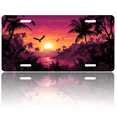 thumbnail image 1 of 1 Pcs 2D Flat License Plate Covers & Frames, Tropical Sunset For Decorative Front, Waterproof For Decoration Aluminum License Plate Covers & Frames Cover For Men Women, 12" X 6", 1 of 7