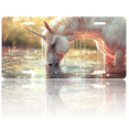 thumbnail image 1 of 1 Pcs 2D Flat License Plate Covers & Frames, A Unicorn Drinking Water For Decorative Front, Waterproof For Decoration Aluminum License Plate Covers & Frames Cover For Men Women, 12" X 6", 1 of 7