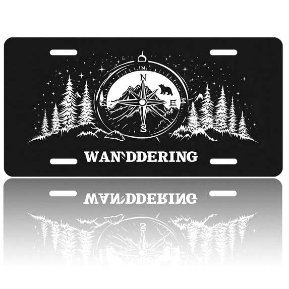 1 Pcs 2D Flat License Plate Covers & Frames, Wandering Outdoors For Decorative Front, Waterproof For Decoration Aluminum License Plate Covers & Frames Cover For Men Women, 12" X 6"