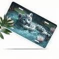 thumbnail image 1 of 1 Pcs 2D Flat License Plate Covers & Frames, White Leopard Cub For Decorative Front, Waterproof For Decoration Aluminum License Plate Covers & Frames Cover For Men Women, 12" X 6", 1 of 6