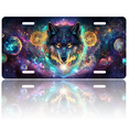 thumbnail image 1 of 1 Pcs 2D Flat License Plate Covers & Frames, Wolf in Cosmic Space For Decorative Front, Waterproof For Decoration Aluminum License Plate Covers & Frames Cover For Men Women, 12" X 6", 1 of 7
