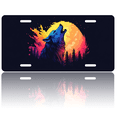 thumbnail image 1 of 1 Pcs 2D Flat License Plate Covers & Frames, Wolf Howling at the For Decorative Front, Waterproof For Decoration Aluminum License Plate Covers & Frames Cover For Men Women, 12" X 6", 1 of 7