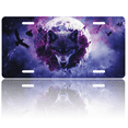 thumbnail image 1 of 1 Pcs 2D Flat License Plate Covers & Frames, Wolf and Moon with Roses For Decorative Front, Waterproof For Decoration Aluminum License Plate Covers & Frames Cover For Men Women, 12" X 6", 1 of 7