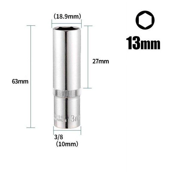 1 Pcs 3/8inch Deep Socket Adapter Hex Socket Wrench Heads Ratchet Tool 8-24mm