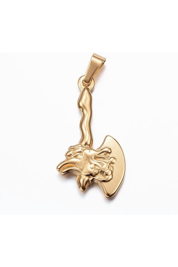 1 Pcs 304 Stainless Steel Axe Pendants Axe Pendant Charm Golden Jewelry Making Charms for Women DIY Necklace Bracelet Earring Jewelry Craft Making 38x18x4mm Hole: 4x8mm