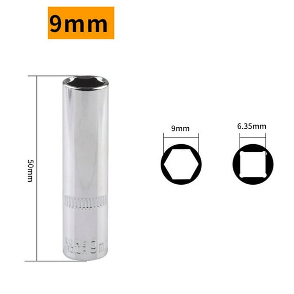 1 Pcs 4-14mm Deep Socket Adapter 1/4inch Hex Socket Wrench Heads Ratchet Tool