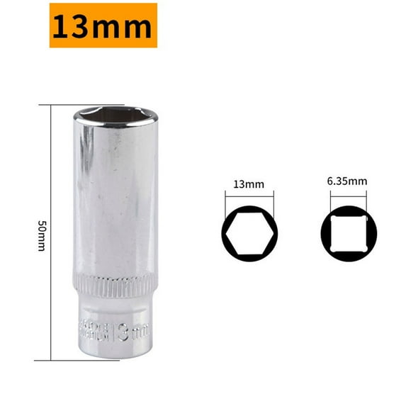 1 Pcs 4-14mm Deep Socket Adapter 1/4inch Hex Socket Wrench Heads Ratchet Tool