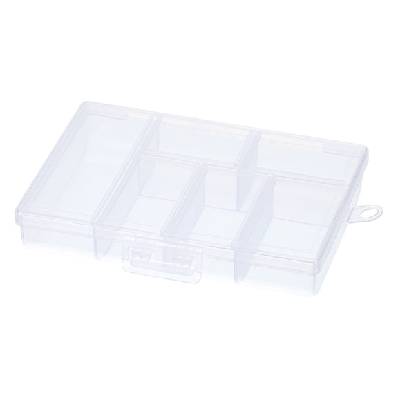 1 Pcs 4.7x3.4x1 Nail Charm Organizer 6 Grids Craft Box Transparent
