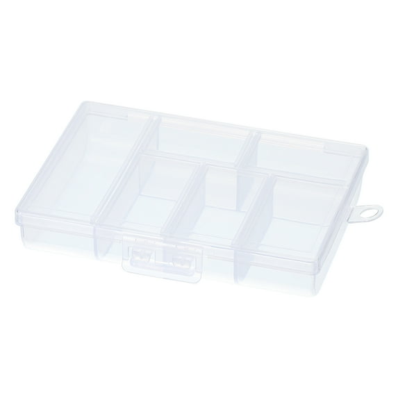 1 Pcs 4.7x3.4x1 Nail Charm Organizer 6 Grids Craft Box Transparent