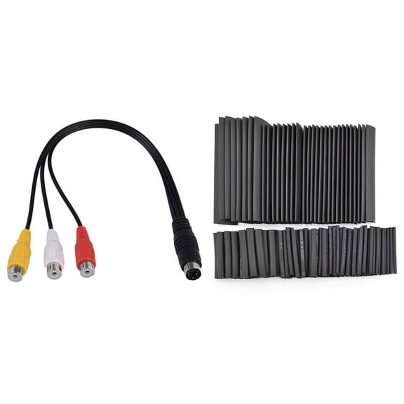1 Pcs 4 Pin S-Video to 3 Female TV Adapter Laptop Cable & 127Pcs Shrink Sleeving Tubing Tube Assortment Kit