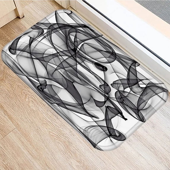 1 Pcs 40x60cm Black White Geometric Pattern Anti-Slip Carpet Door Mat Doormat Outdoor Kitchen Living Room Floor Mat Rugs