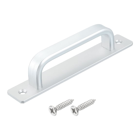 1 Pcs 5.04 Inch Square Cabinet Handle with Base with Screws, Silver