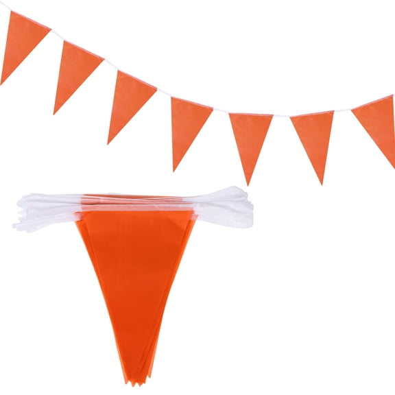 1 Pcs 50 Feet Orange Pennant Banner Flags String Triangle Hanging for Festive, Wedding, Birthday Party Decorations